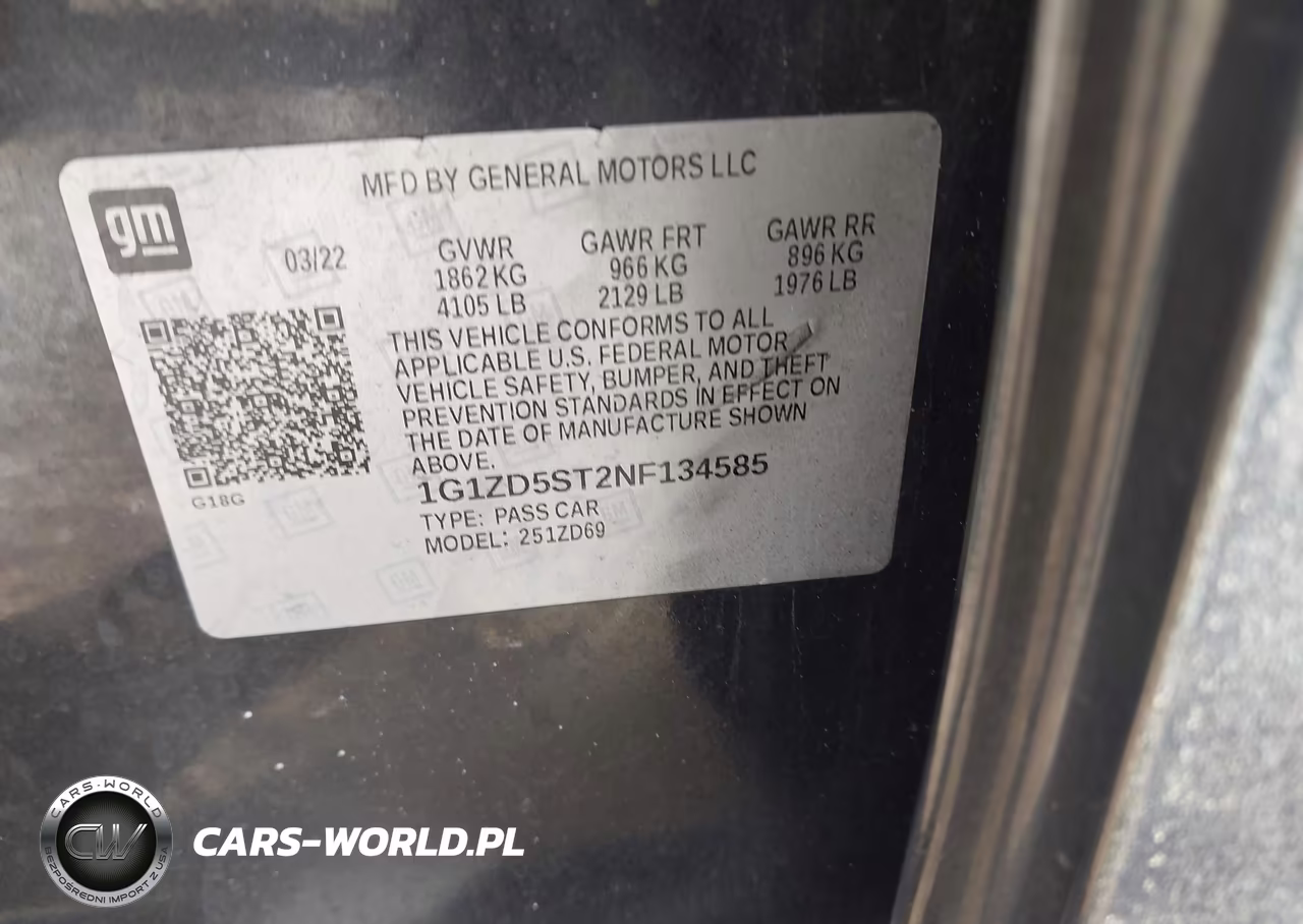 2022 Chevrolet Malibu Fwd Lt VIN:1G1ZD5ST2NF134585 - 9