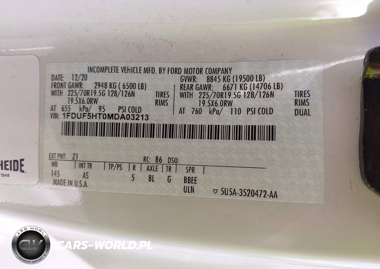 2021 Ford F-550 Chassis Xl VIN:1FDUF5HT0MDA03213 - 8