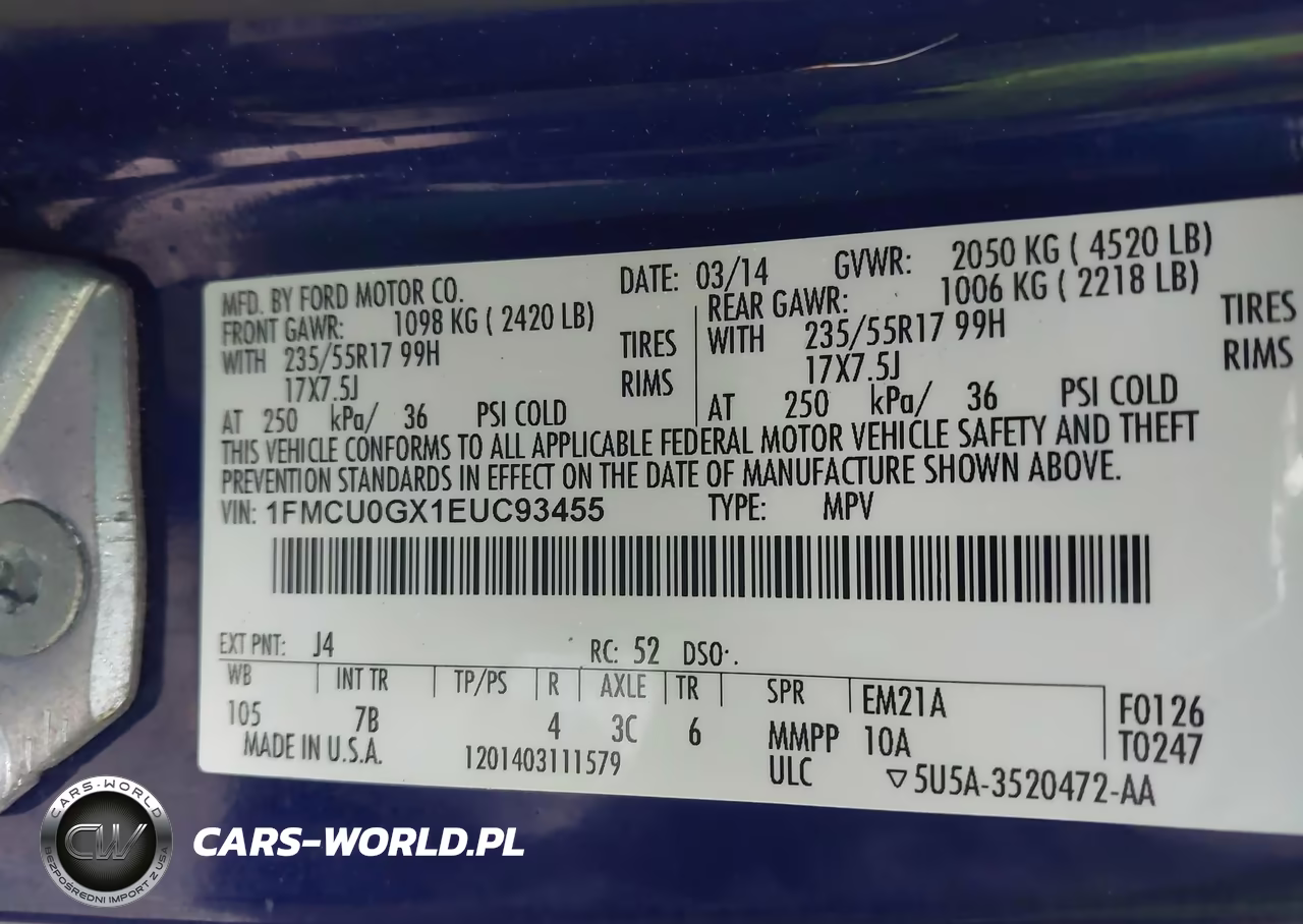 2014 Ford Escape Se VIN:1FMCU0GX1EUC93455 - 9