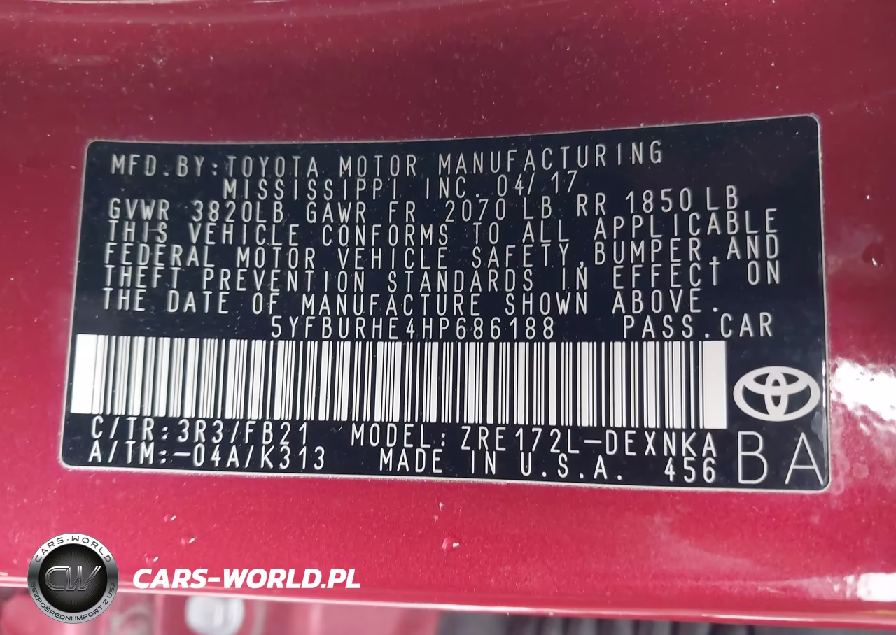 2017 Toyota Corolla Le VIN:5YFBURHE4HP686188 - 9