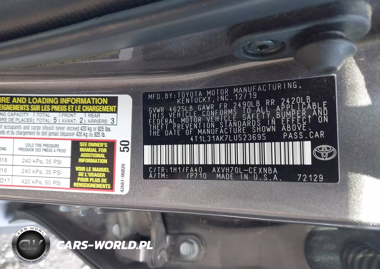 2020 Toyota Camry Le Hybrid VIN:4T1L31AK7LU523695 - 9