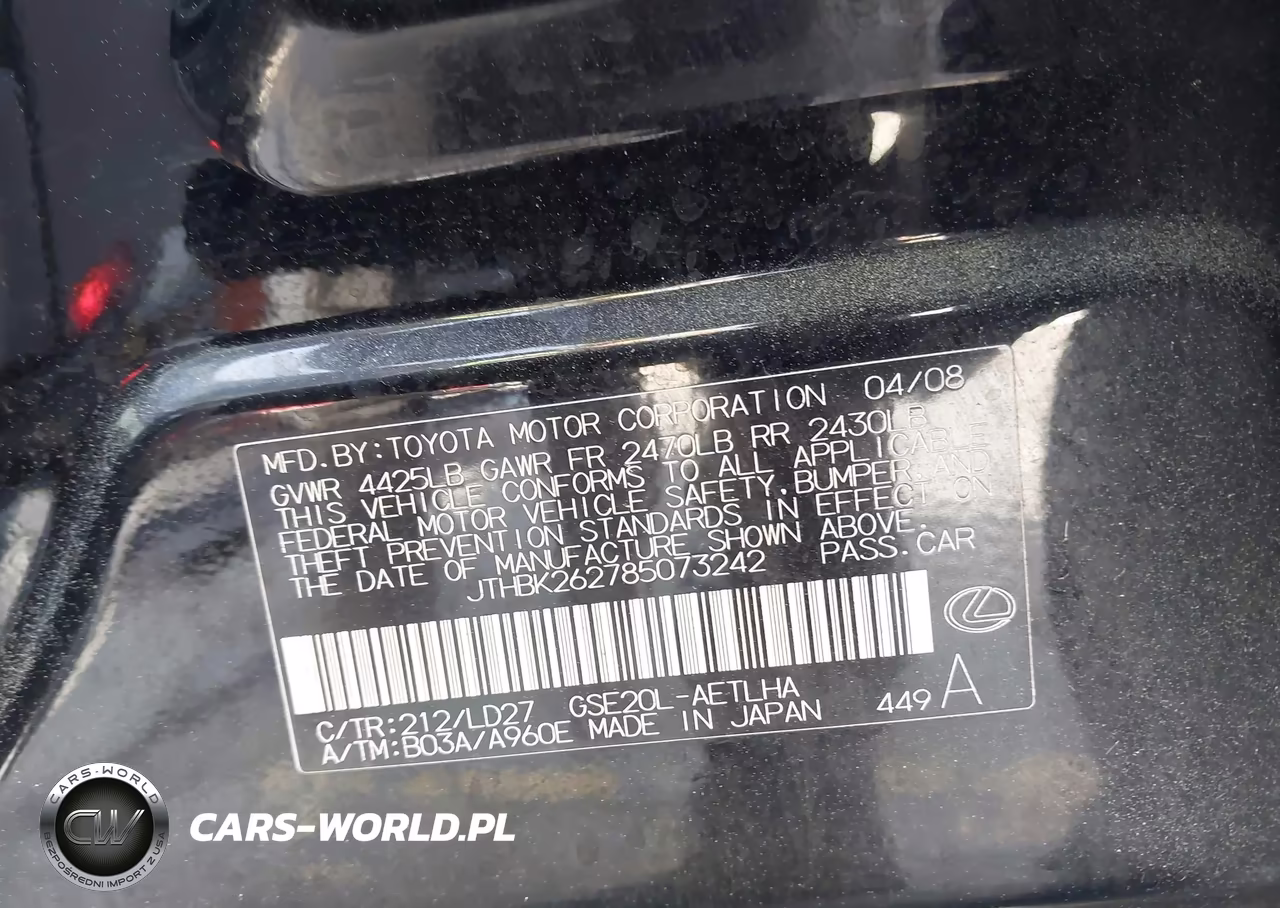 2008 Lexus Is 250 VIN:JTHBK262785073242 - 9