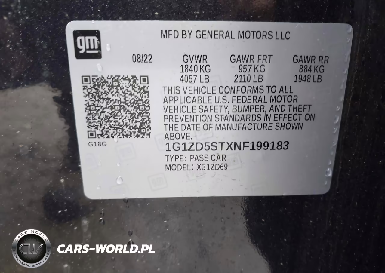 2022 Chevrolet Malibu Fwd Lt VIN:1G1ZD5STXNF199183 - 9