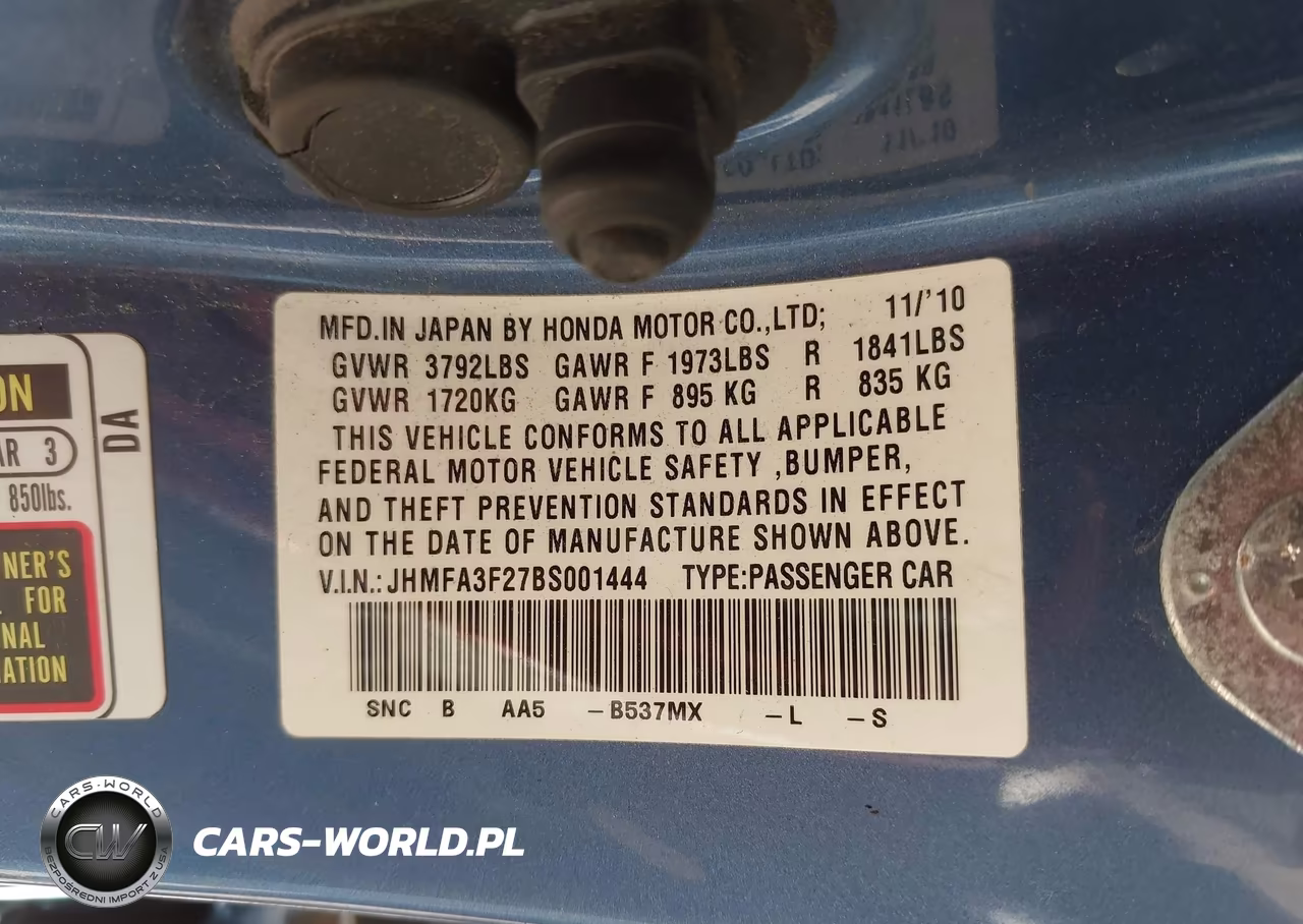 2011 Honda Civic Hybrid VIN:JHMFA3F27BS001444 - 9