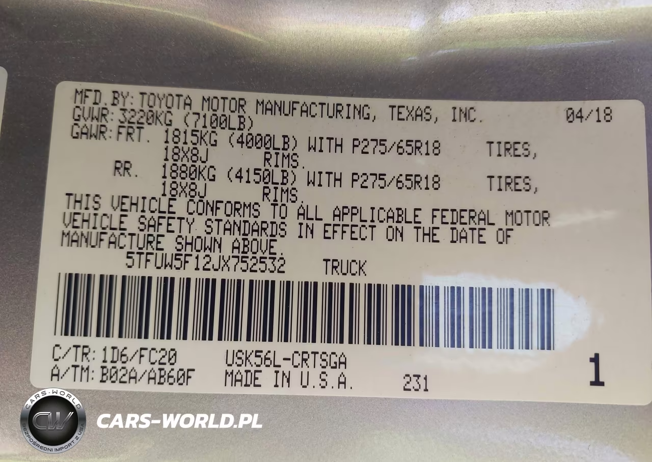2018 Toyota Tundra Sr5 5.7L V8 VIN:5TFUW5F12JX752532 - 9
