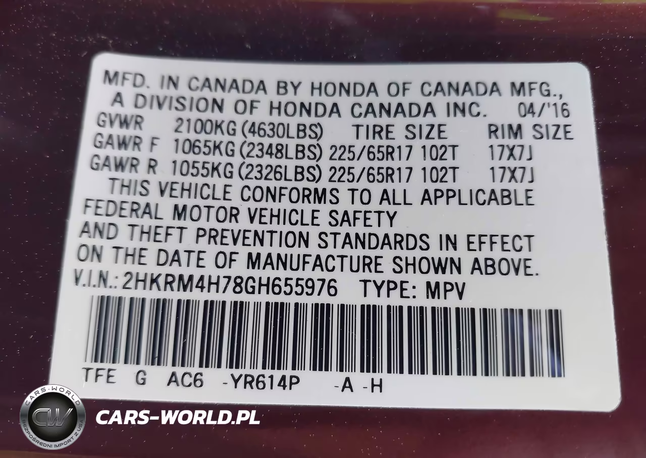 2016 Honda Cr-V Ex-L VIN:2HKRM4H78GH655976 - 9