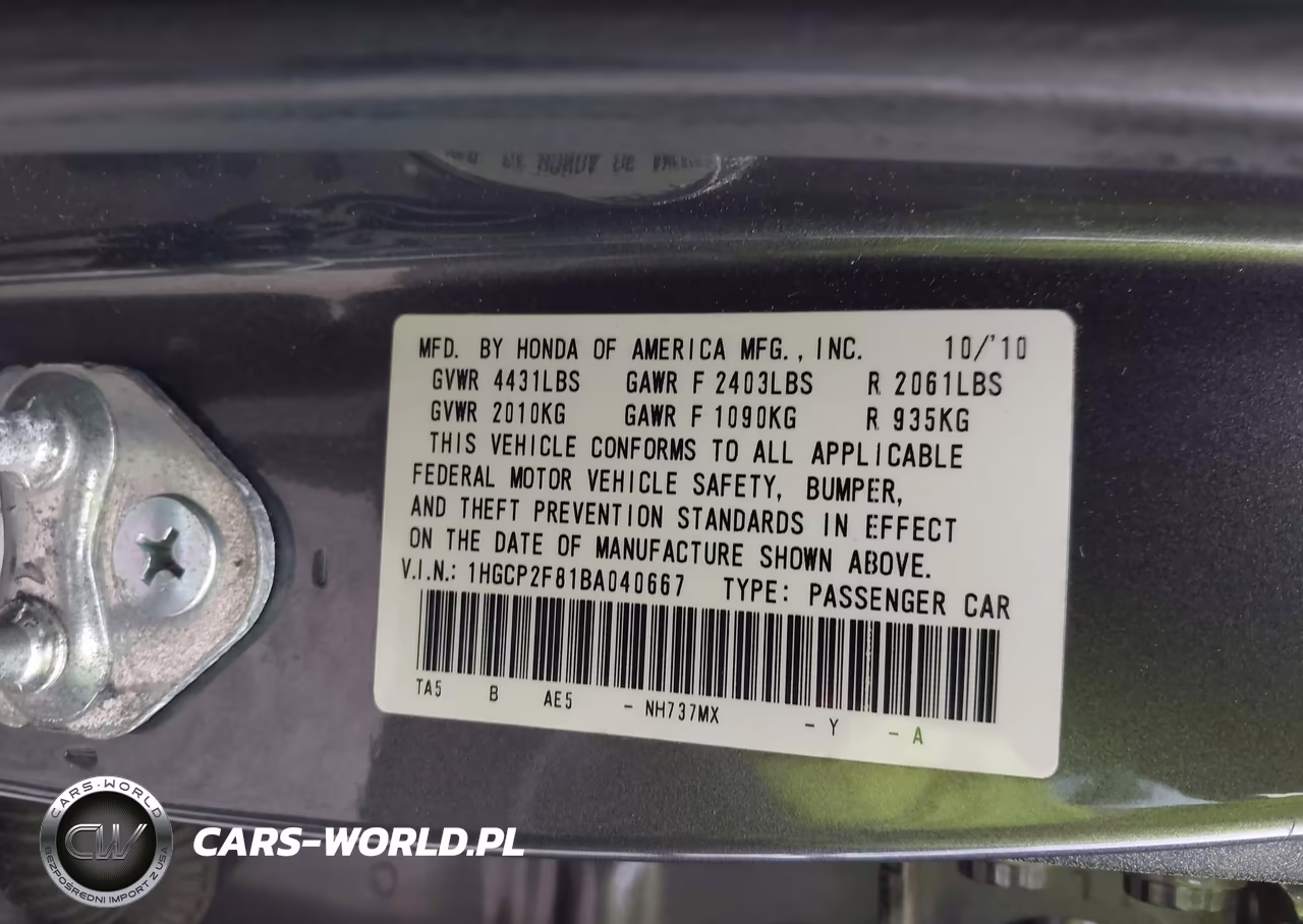 2011 Honda Accord 2.4 Ex-L VIN:1HGCP2F81BA040667 - 9