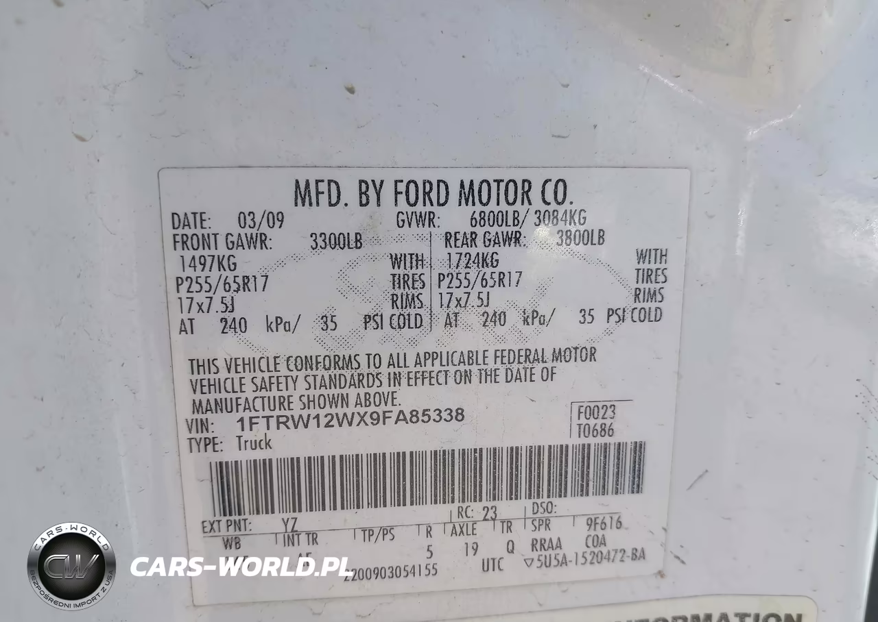 2009 Ford F-150 Xl-Xlt VIN:1FTRW12WX9FA85338 - 9