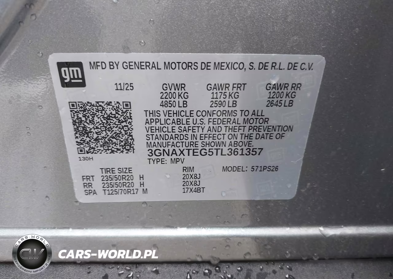 2026 Chevrolet Equinox Awd Rs VIN:3GNAXTEG5TL361357 - 9