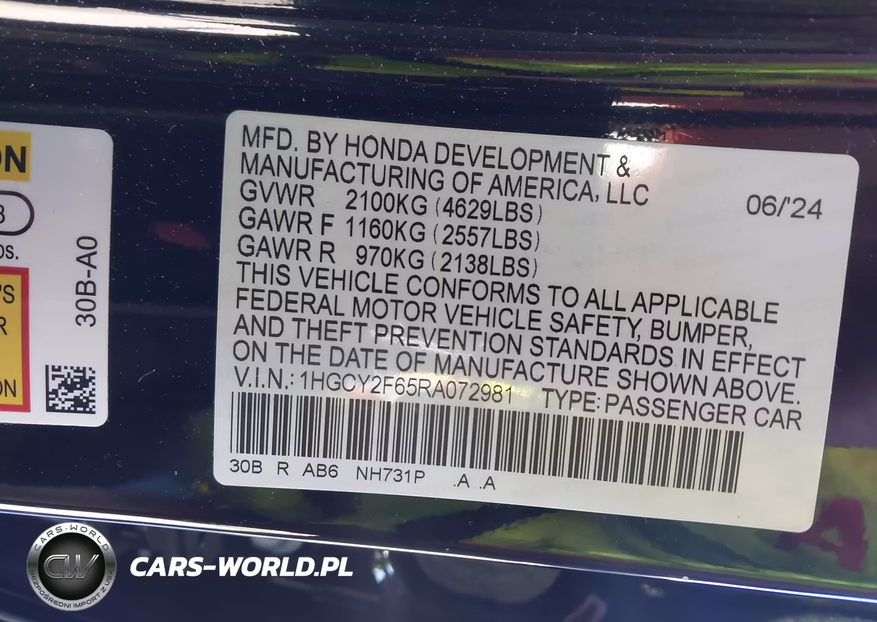 2024 Honda Accord Hybrid Ex-L VIN:1HGCY2F65RA072981 - 9