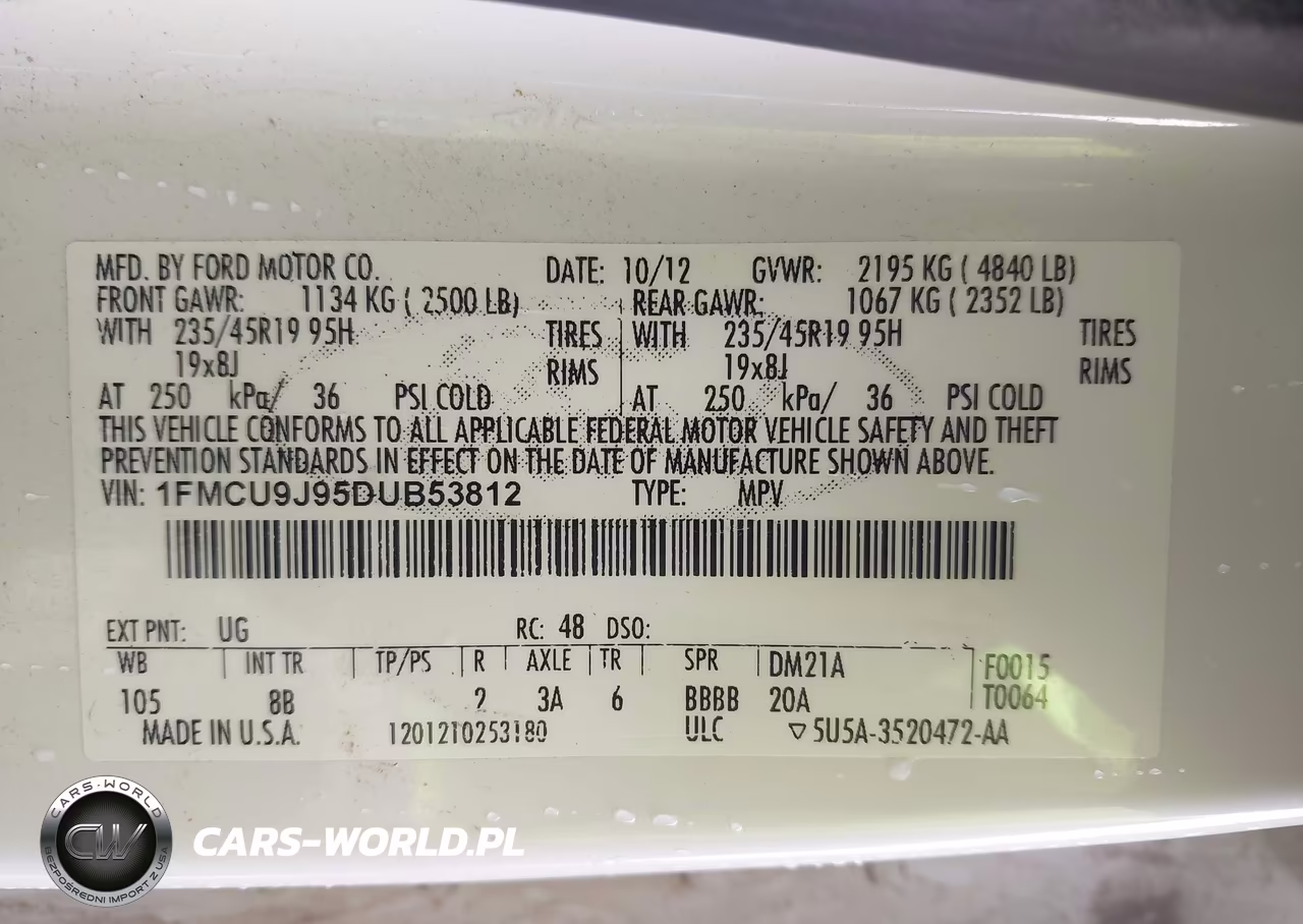 2013 Ford Escape Titanium VIN:1FMCU9J95DUB53812 - 9