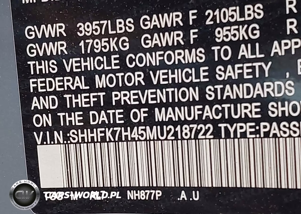2021 Honda Civic Sport VIN:SHHFK7H45MU218722 - 9