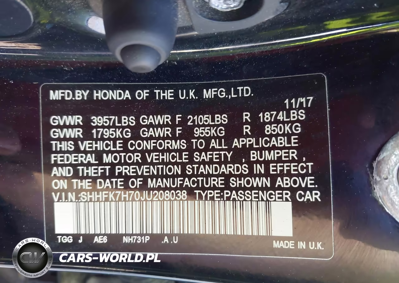 2018 Honda Civic Ex-L VIN:SHHFK7H70JU208038 - 9