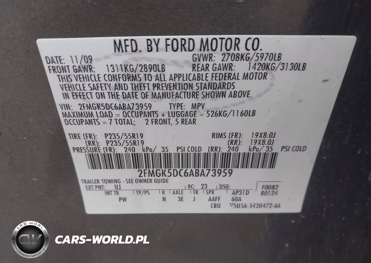 2010 Ford Flex Limited VIN:2FMGK5DC6ABA73959 - 9