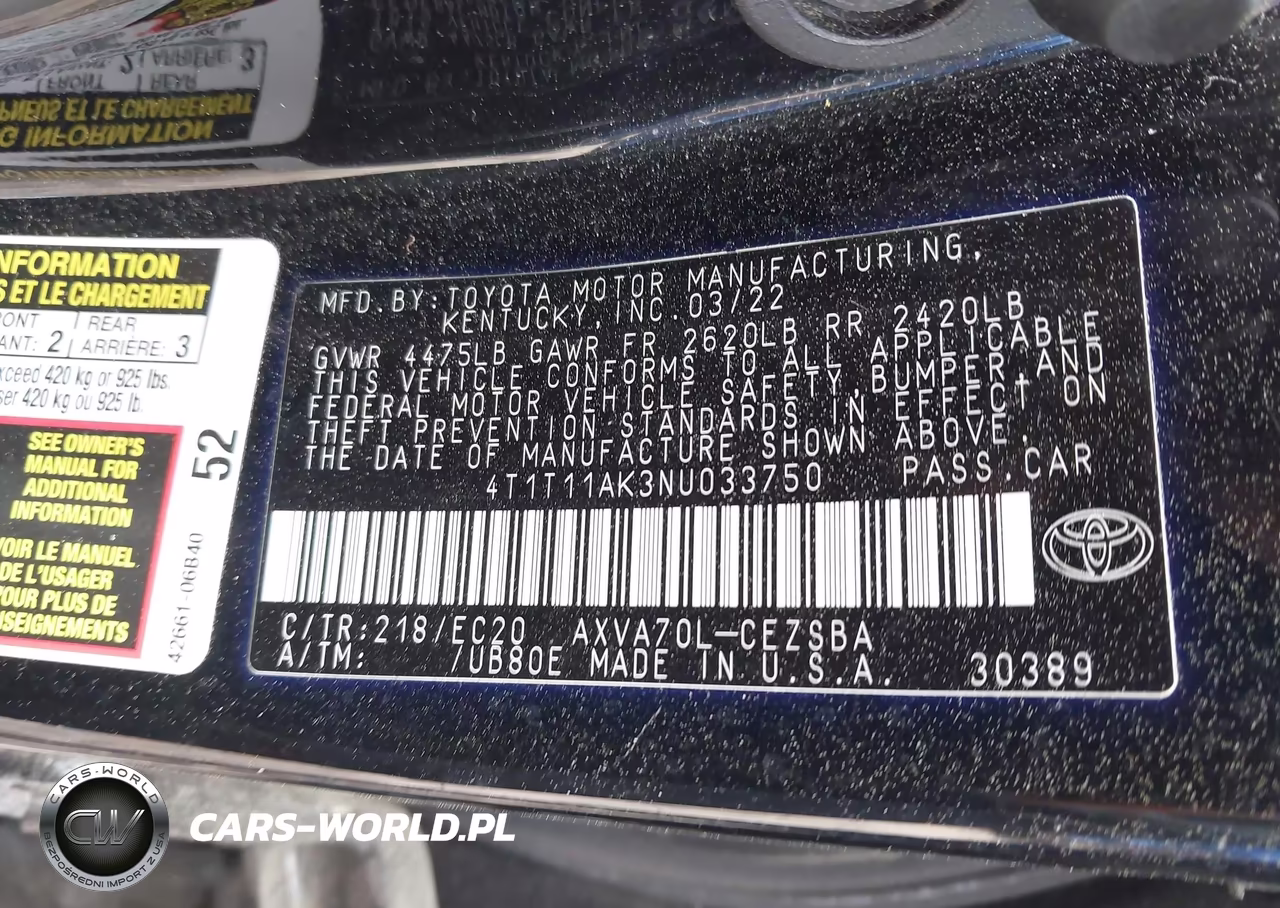 2022 Toyota Camry Se Nightshade Edition VIN:4T1T11AK3NU033750 - 9