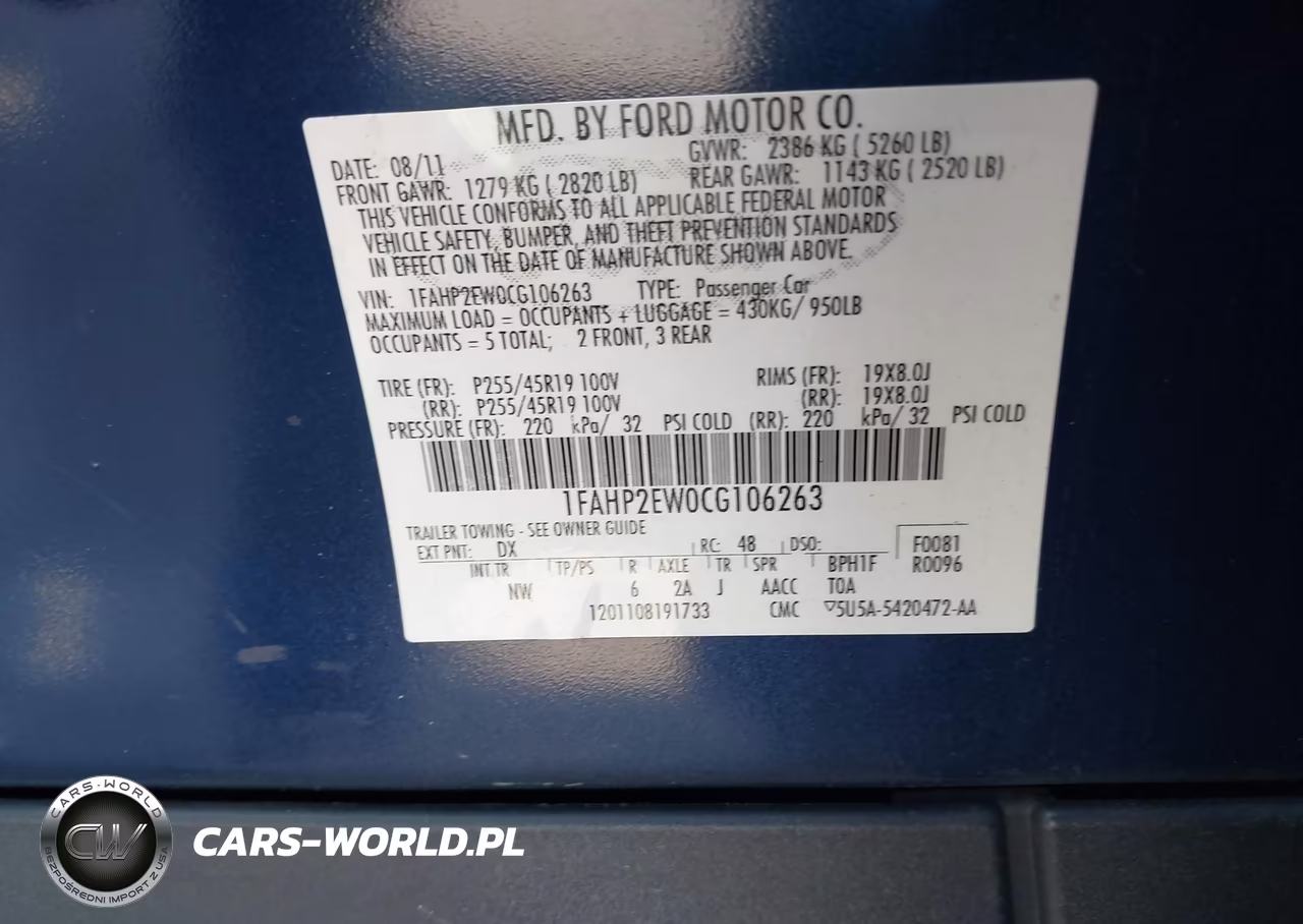 2012 Ford Taurus Sel VIN:1FAHP2EW0CG106263 - 9