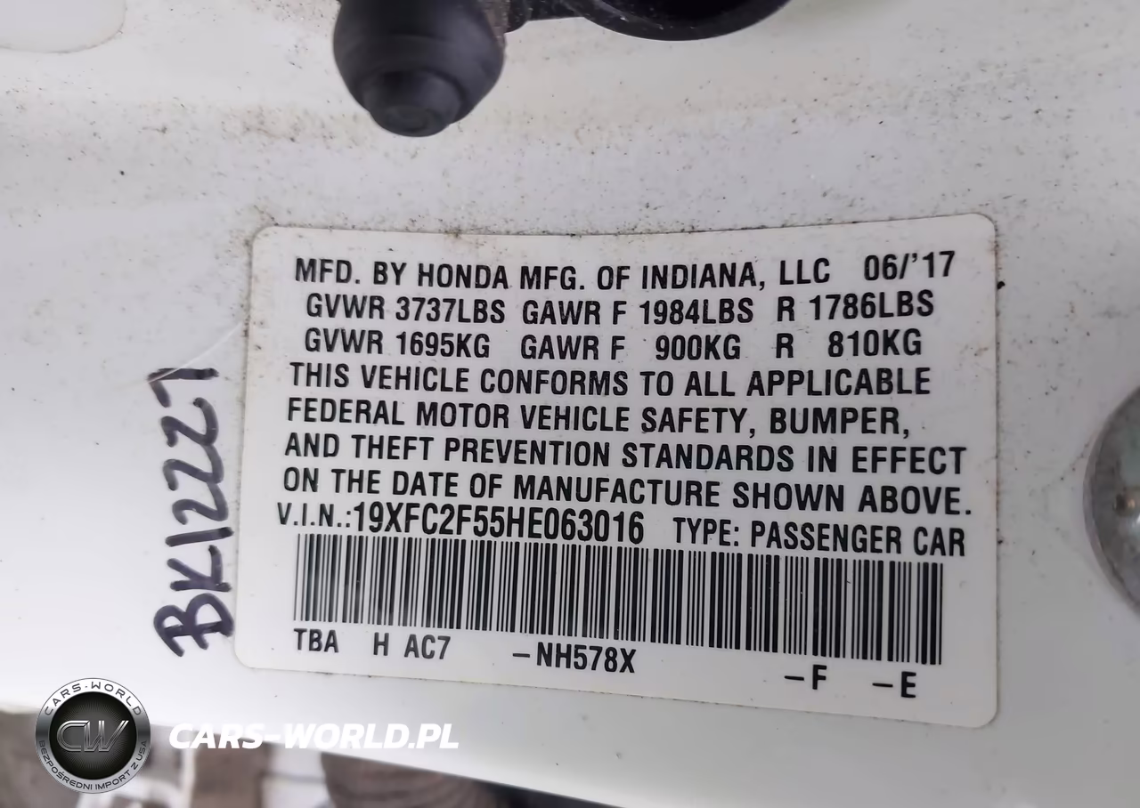 2017 Honda Civic Lx VIN:19XFC2F55HE063016 - 9