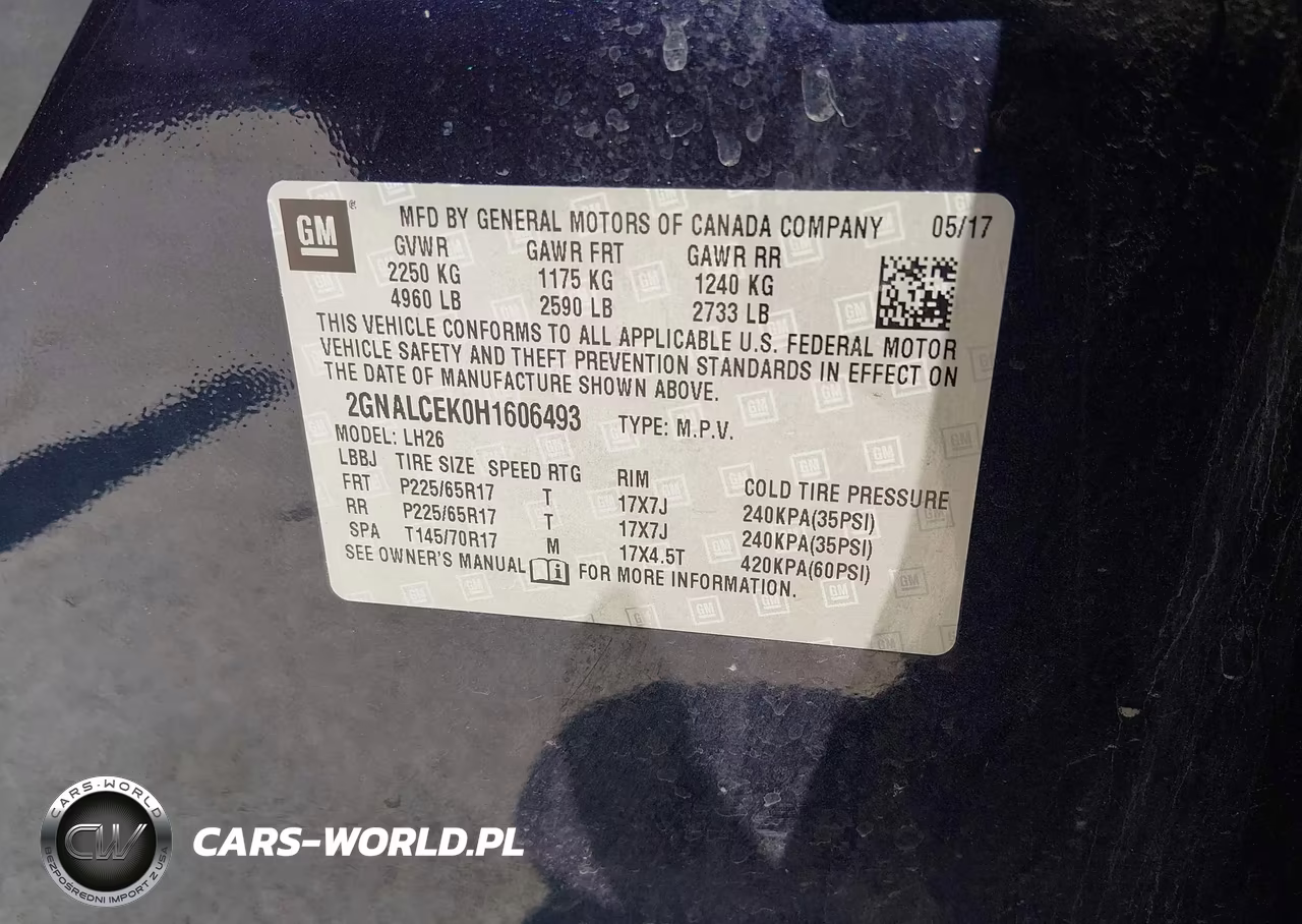 2017 Chevrolet Equinox Lt VIN:2GNALCEK0H1606493 - 9