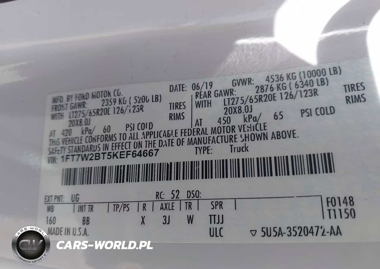 2019 Ford F-250 Platinum VIN:1FT7W2BT5KEF64667 - 9