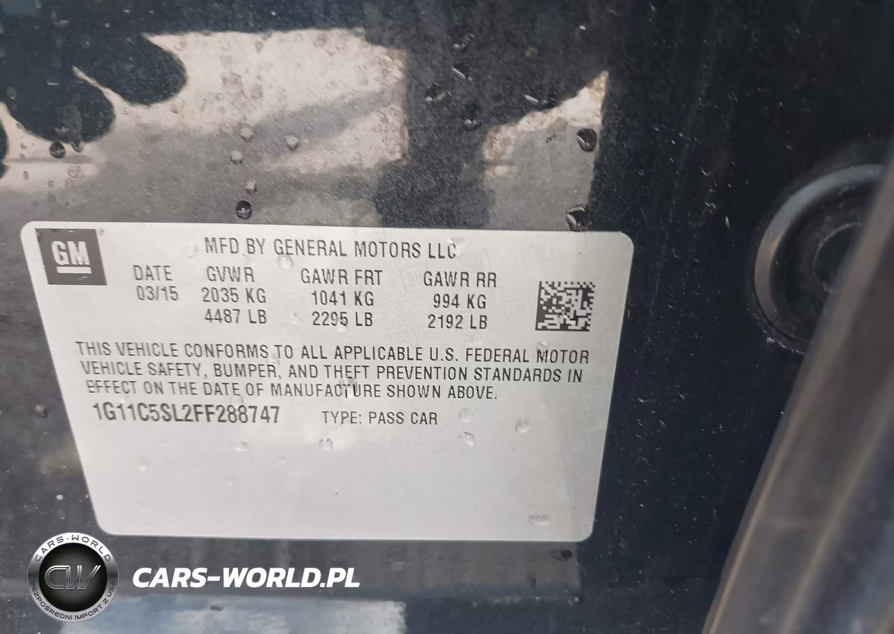 2015 Chevrolet Malibu 1Lt VIN:1G11C5SL2FF288747 - 9