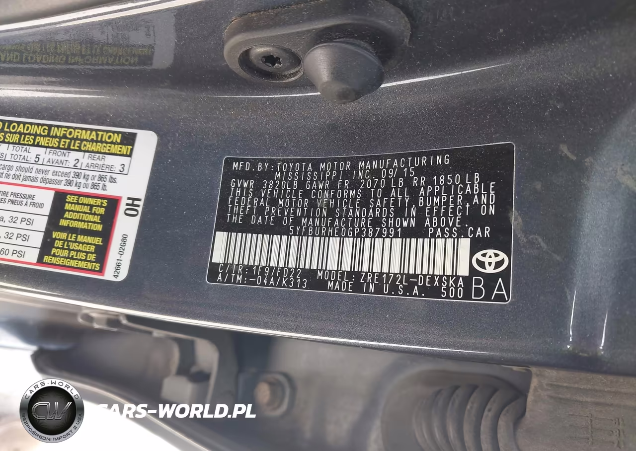 2016 Toyota Corolla S Plus VIN:5YFBURHE0GP387991 - 9