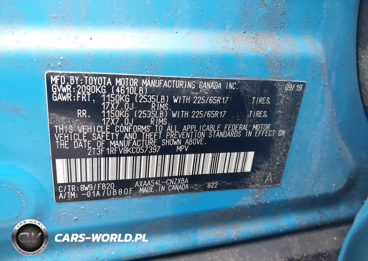2019 Toyota Rav4 Le VIN:2T3F1RFV8KC057397 - 9
