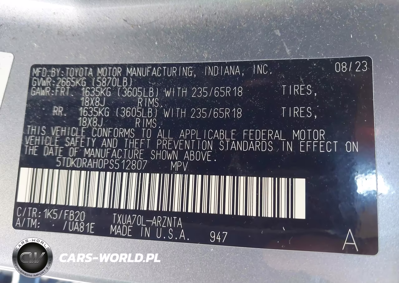 2023 Toyota Highlander Le VIN:5TDKDRAH0PS512807 - 9
