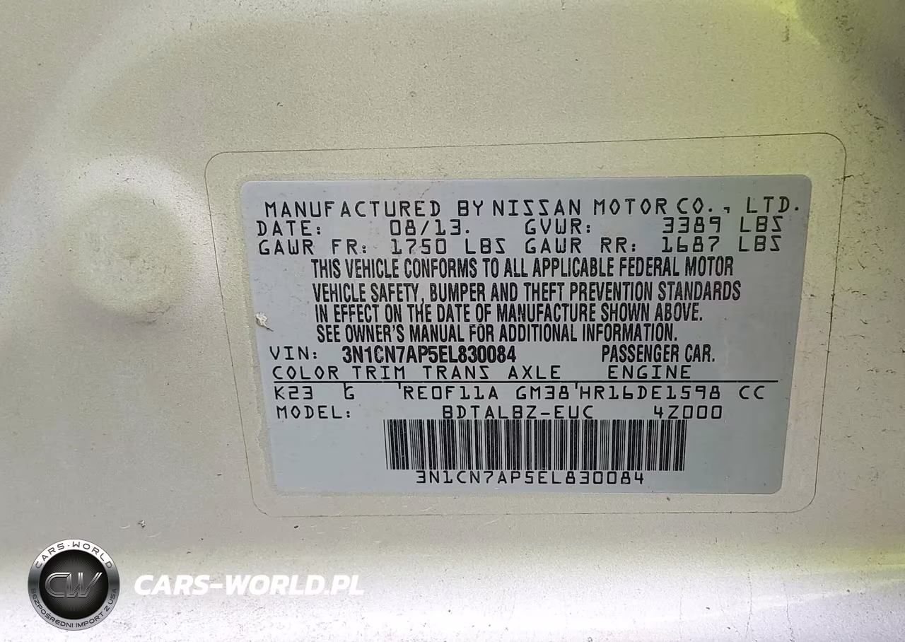 2014 Nissan Versa 1.6 Sv VIN:3N1CN7AP5EL830084 - 9
