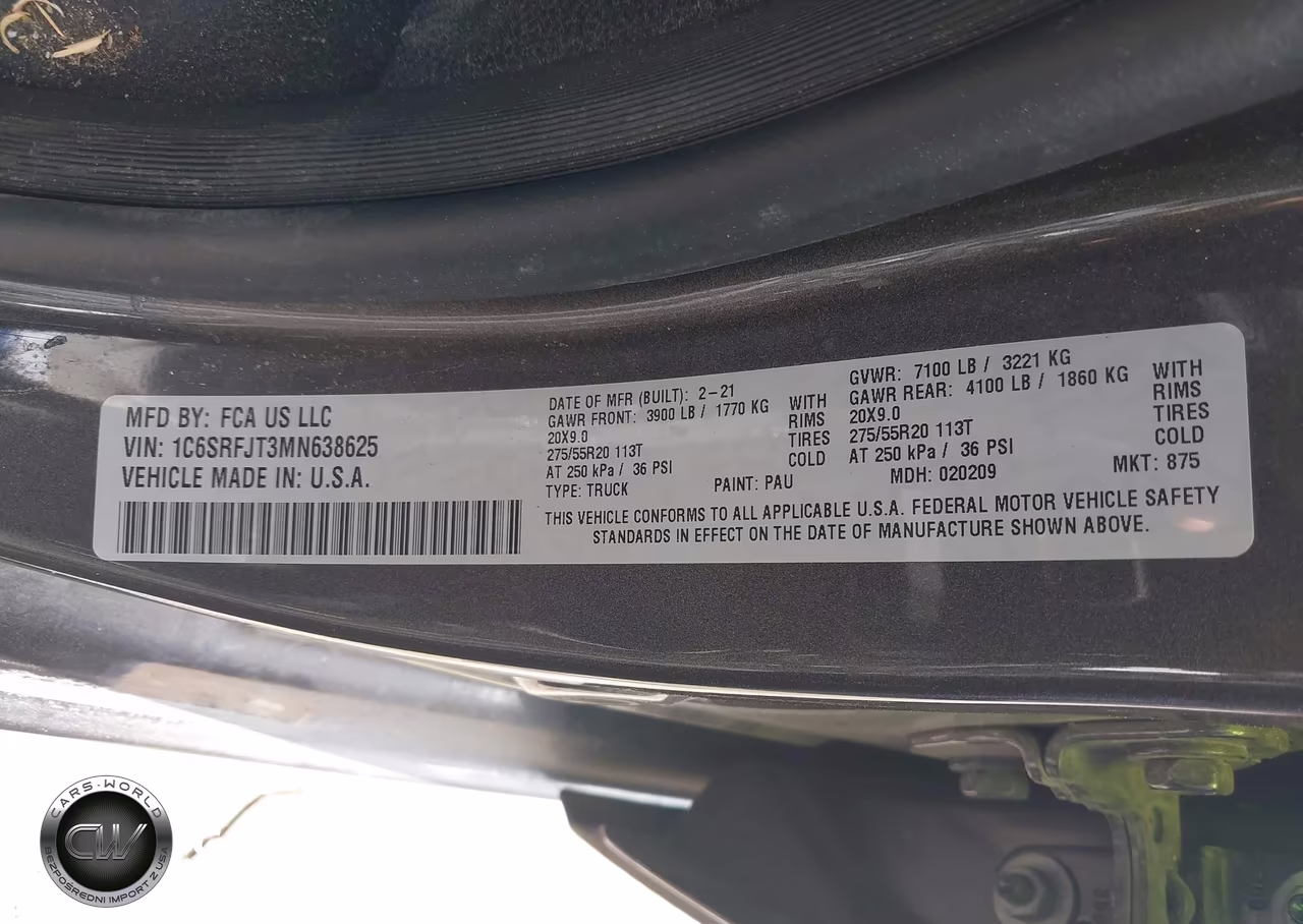 2021 Ram 1500 Laramie 4X4 5'7 Box VIN:1C6SRFJT3MN638625 - 9