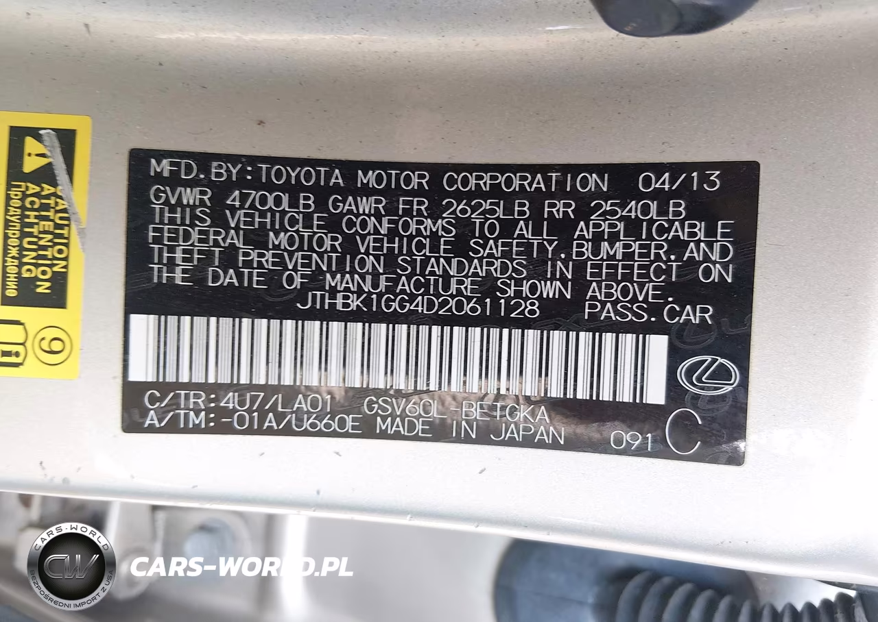 2013 Lexus Es 350 VIN:JTHBK1GG4D2061128 - 9