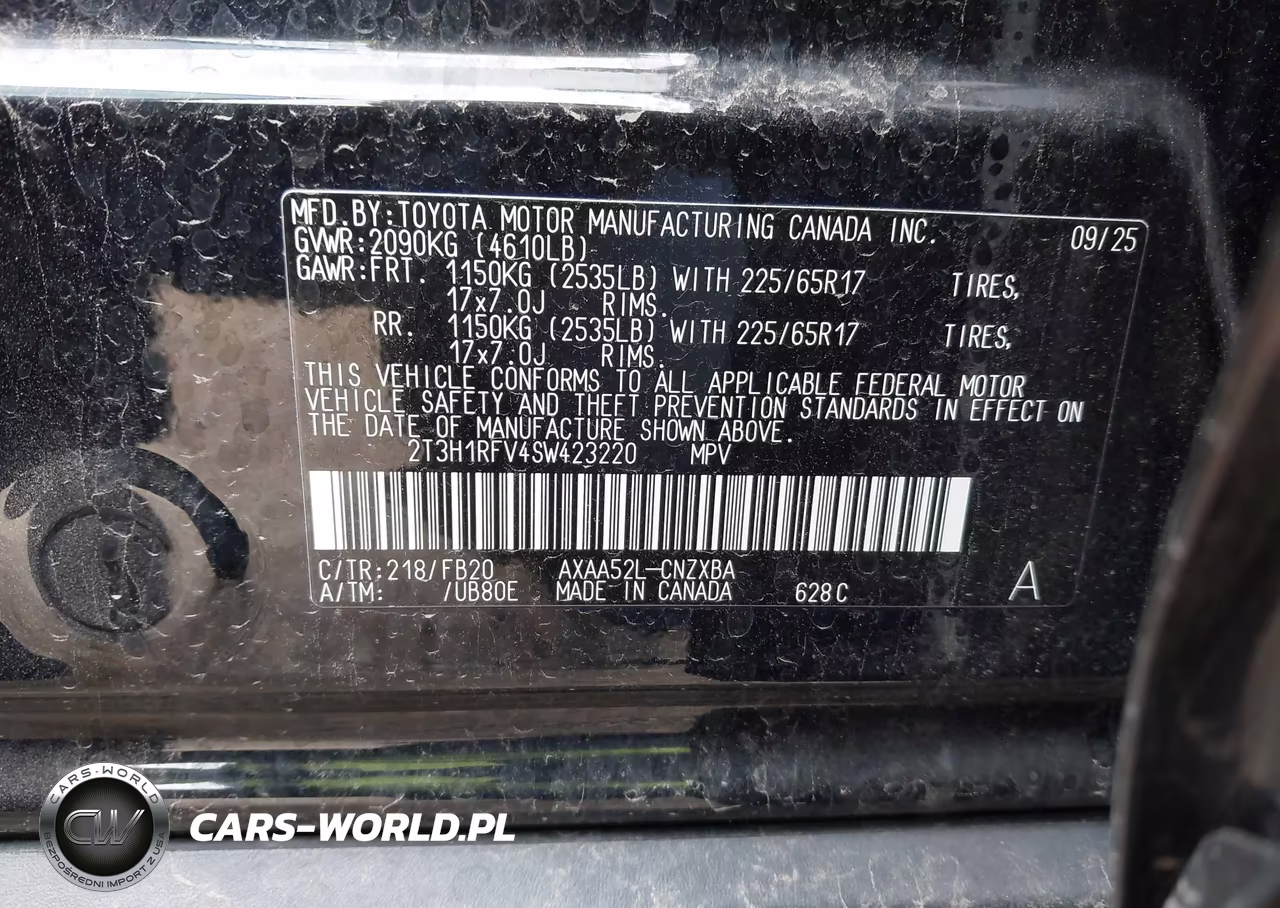 2025 Toyota Rav4 Le VIN:2T3H1RFV4SW423220 - 9