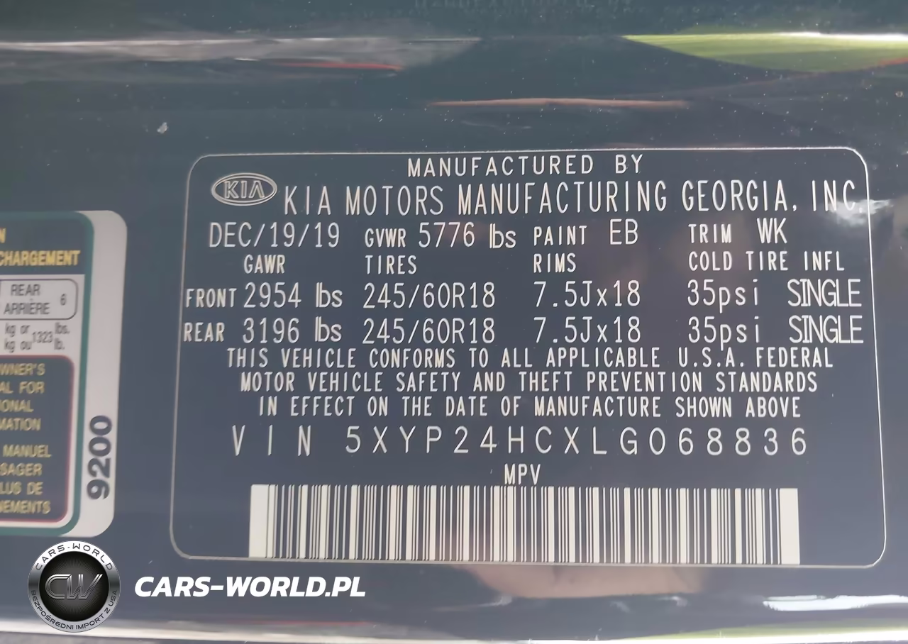 2020 Kia Telluride Lx VIN:5XYP24HCXLG068836 - 9