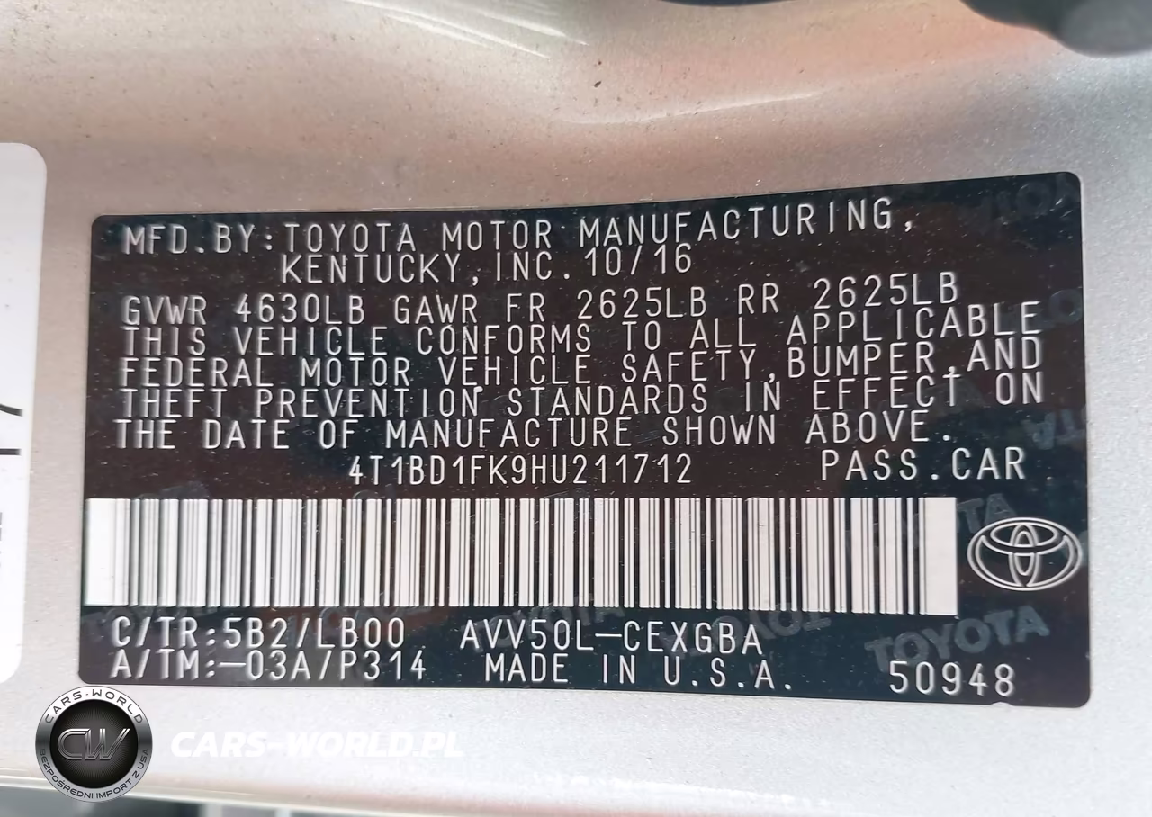 2017 Toyota Camry Hybrid Xle VIN:4T1BD1FK9HU211712 - 9