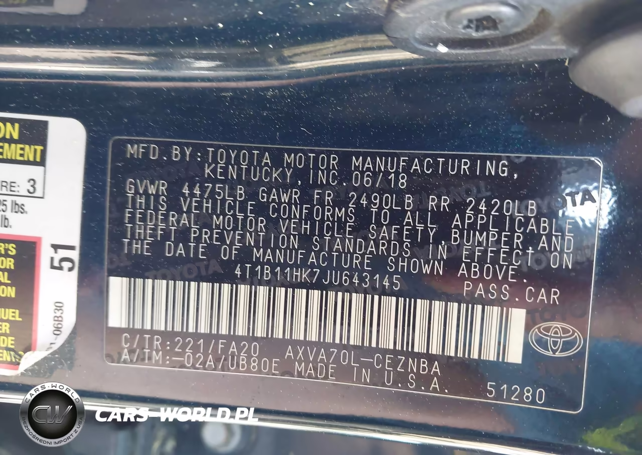 2018 Toyota Camry Le VIN:4T1B11HK7JU643145 - 9