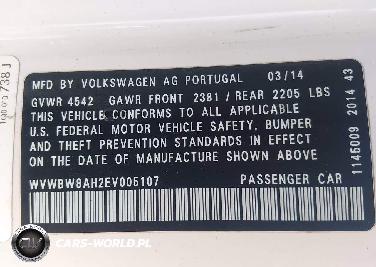 2014 Volkswagen Eos Sport VIN:WVWBW8AH2EV005107 - 9
