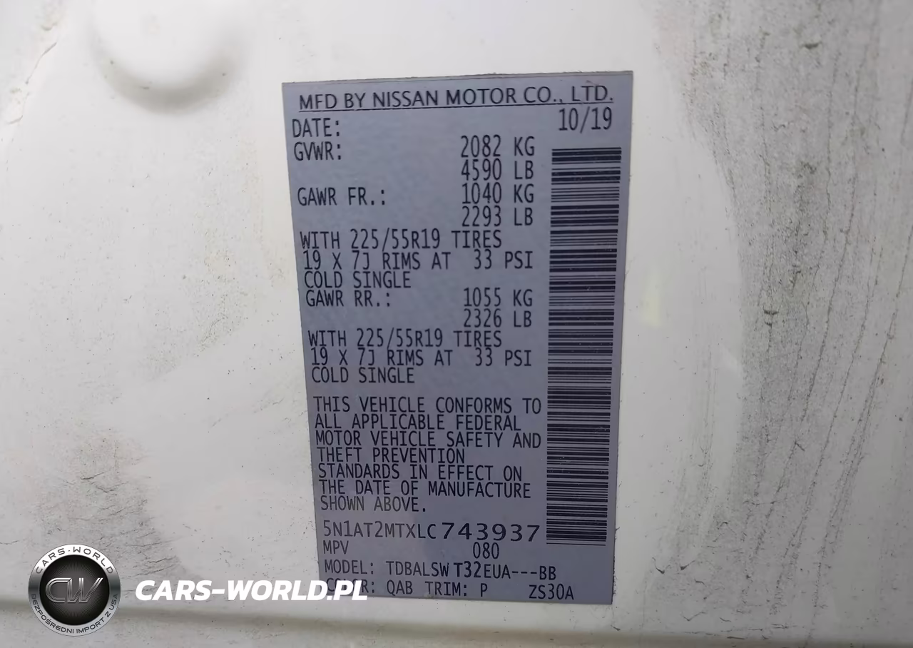 2020 Nissan Rogue Sl Fwd VIN:5N1AT2MTXLC743937 - 9