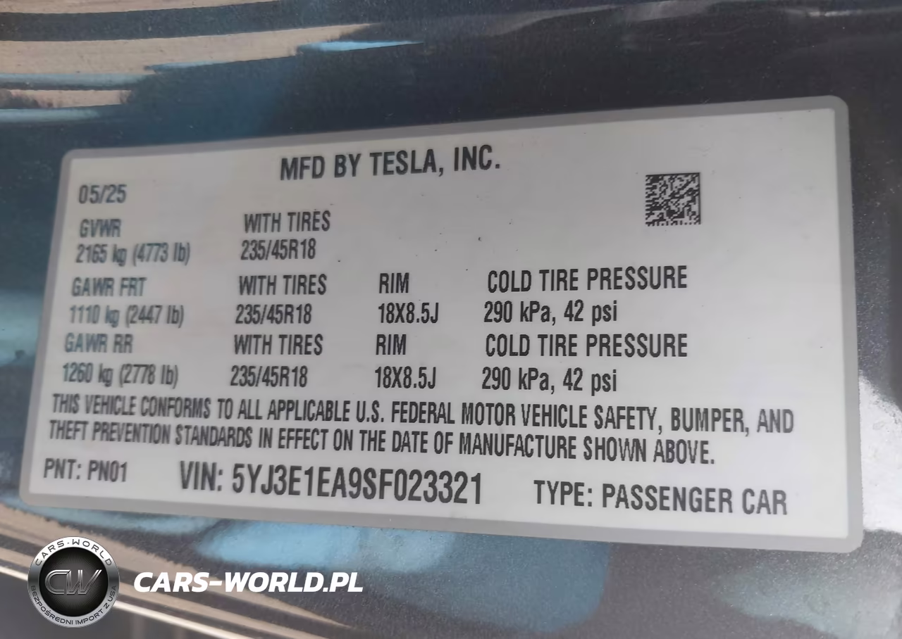 2025 Tesla Model 3 Long Range Rear-Wheel Drive-Standard Rear-Wheel Drive VIN:5YJ3E1EA9SF023321 - 9