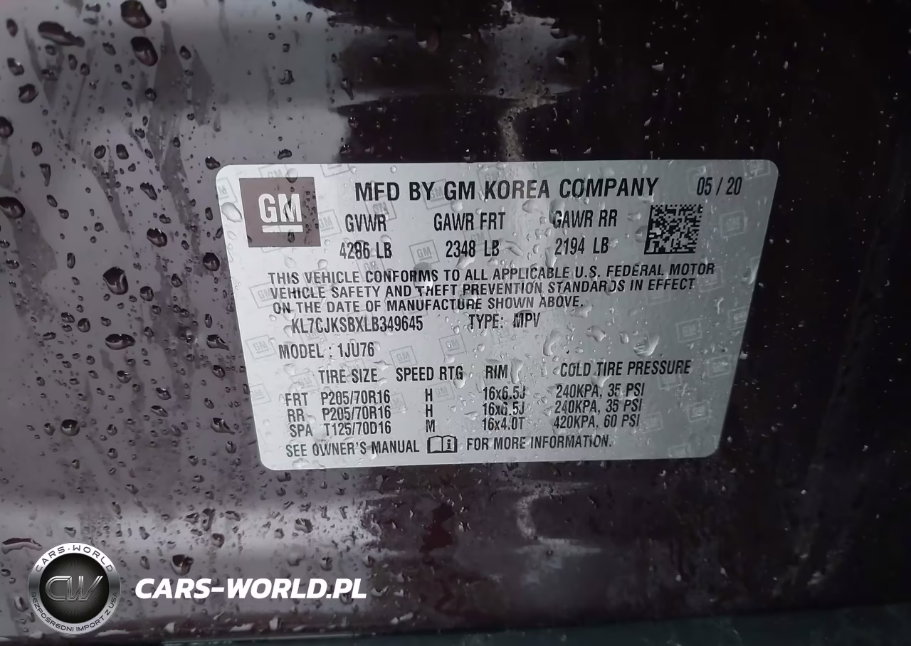 2020 Chevrolet Trax Fwd Ls VIN:KL7CJKSBXLB349645 - 9