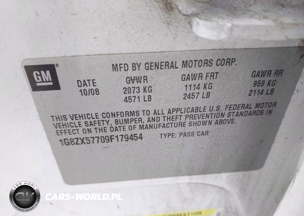 2009 Saturn Aura Xr VIN:1G8ZX57709F179454 - 9