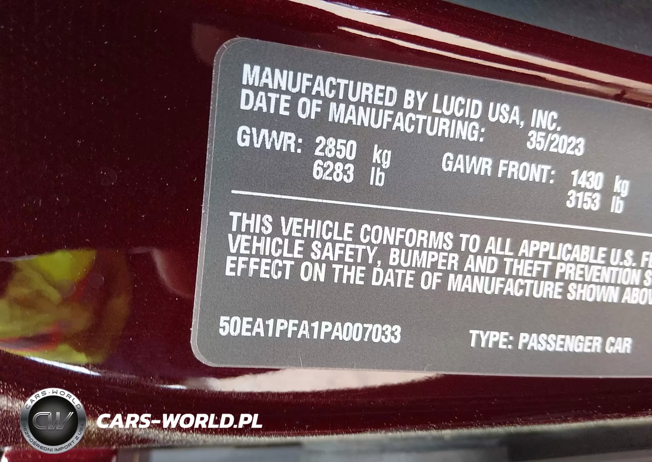 2023 Lucid Air Pure VIN:50EA1PFA1PA007033 - 9