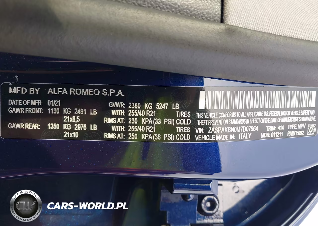 2021 Alfa Romeo Stelvio Ti Awd VIN:ZASPAKBN0M7D07964 - 9