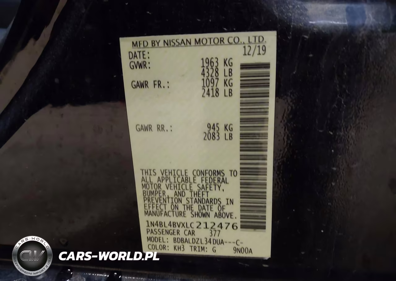2020 Nissan Altima S Fwd VIN:1N4BL4BVXLC212476 - 9
