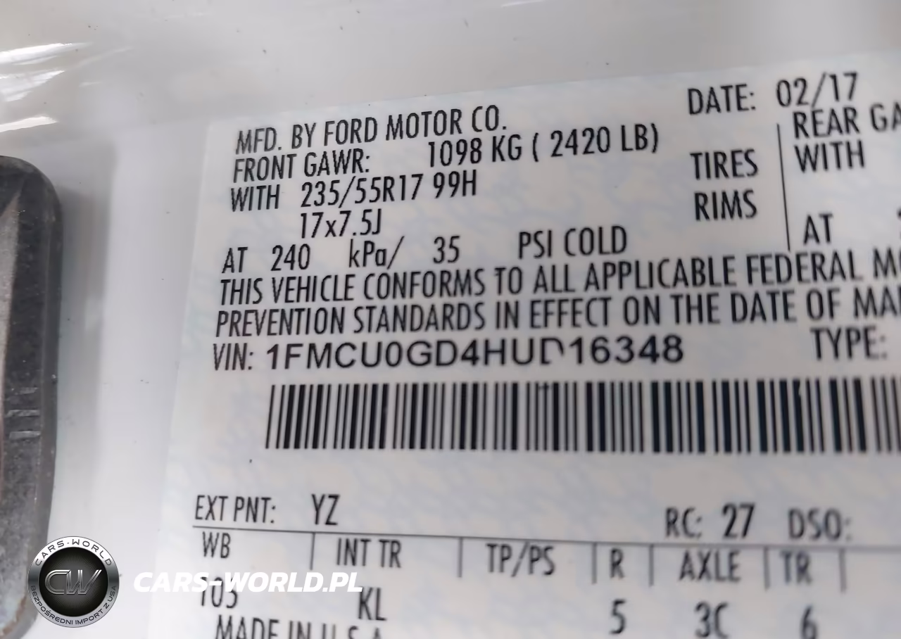 2017 Ford Escape Se VIN:1FMCU0GD4HUD16348 - 9