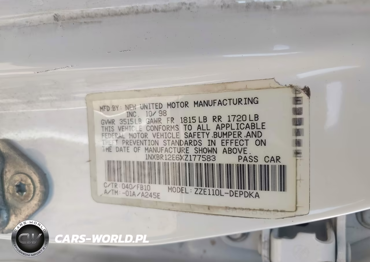 1999 Toyota Corolla Ce VIN:1NXBR12E6XZ177583 - 9