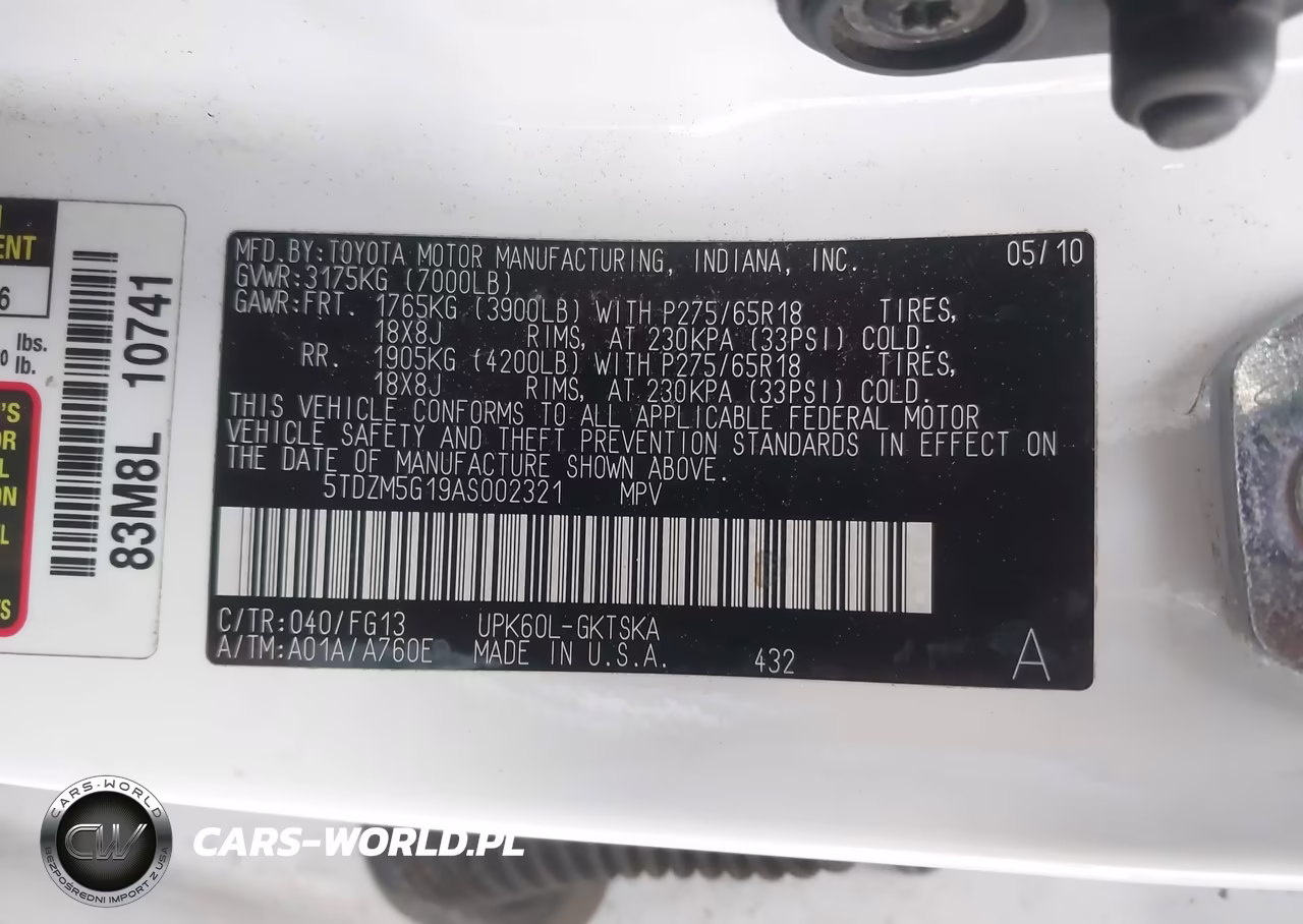 2010 Toyota Sequoia Sr5 4.6L V8 VIN:5TDZM5G19AS002321 - 9
