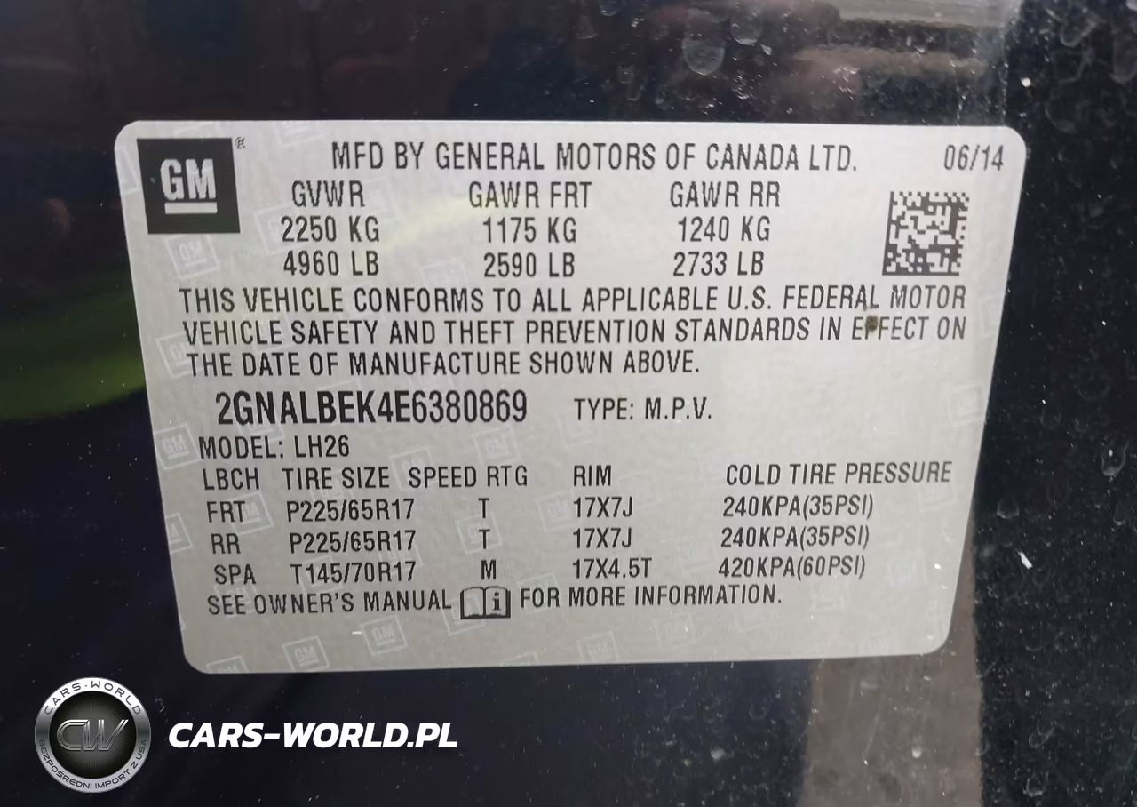 2014 Chevrolet Equinox 1Lt VIN:2GNALBEK4E6380869 - 9