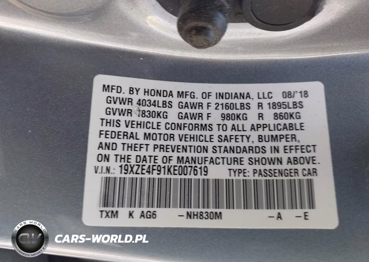 2019 Honda Insight Touring VIN:19XZE4F91KE007619 - 9