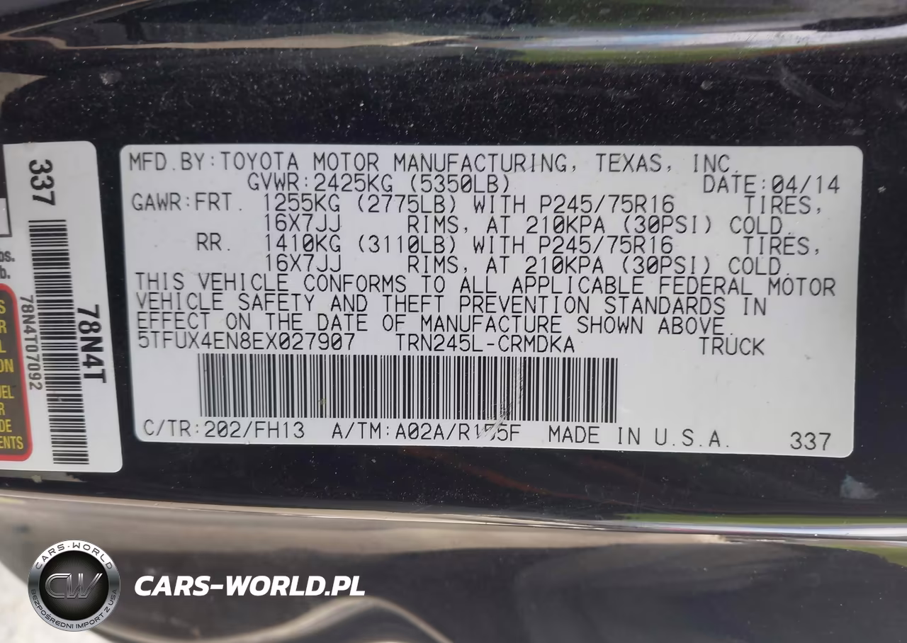 2014 Toyota Tacoma VIN:5TFUX4EN8EX027907 - 9