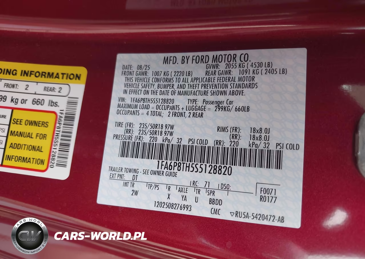 2025 Ford Mustang Ecoboost Fastback VIN:1FA6P8TH5S5128820 - 9