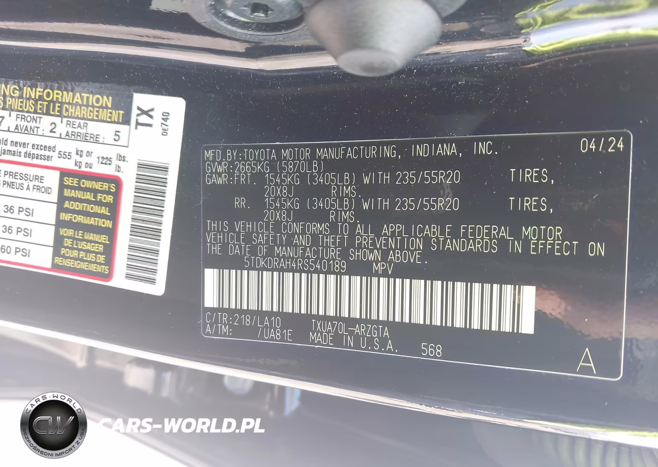 2024 Toyota Highlander Platinum VIN:5TDKDRAH4RS540189 - 9